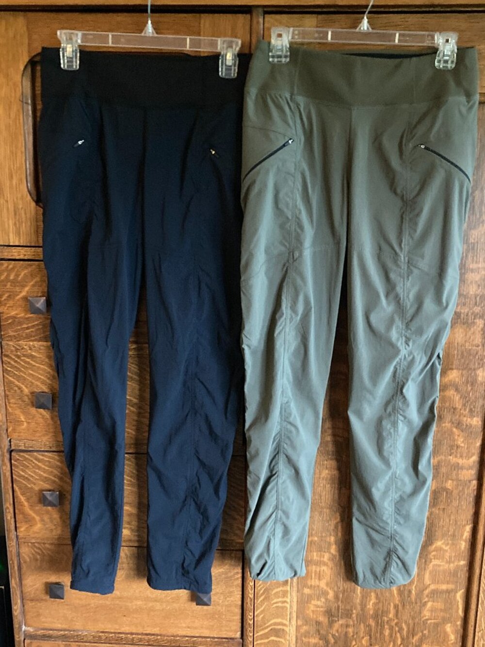 Lot of 2 Prana Koen Pants, green, black, good used condition, small